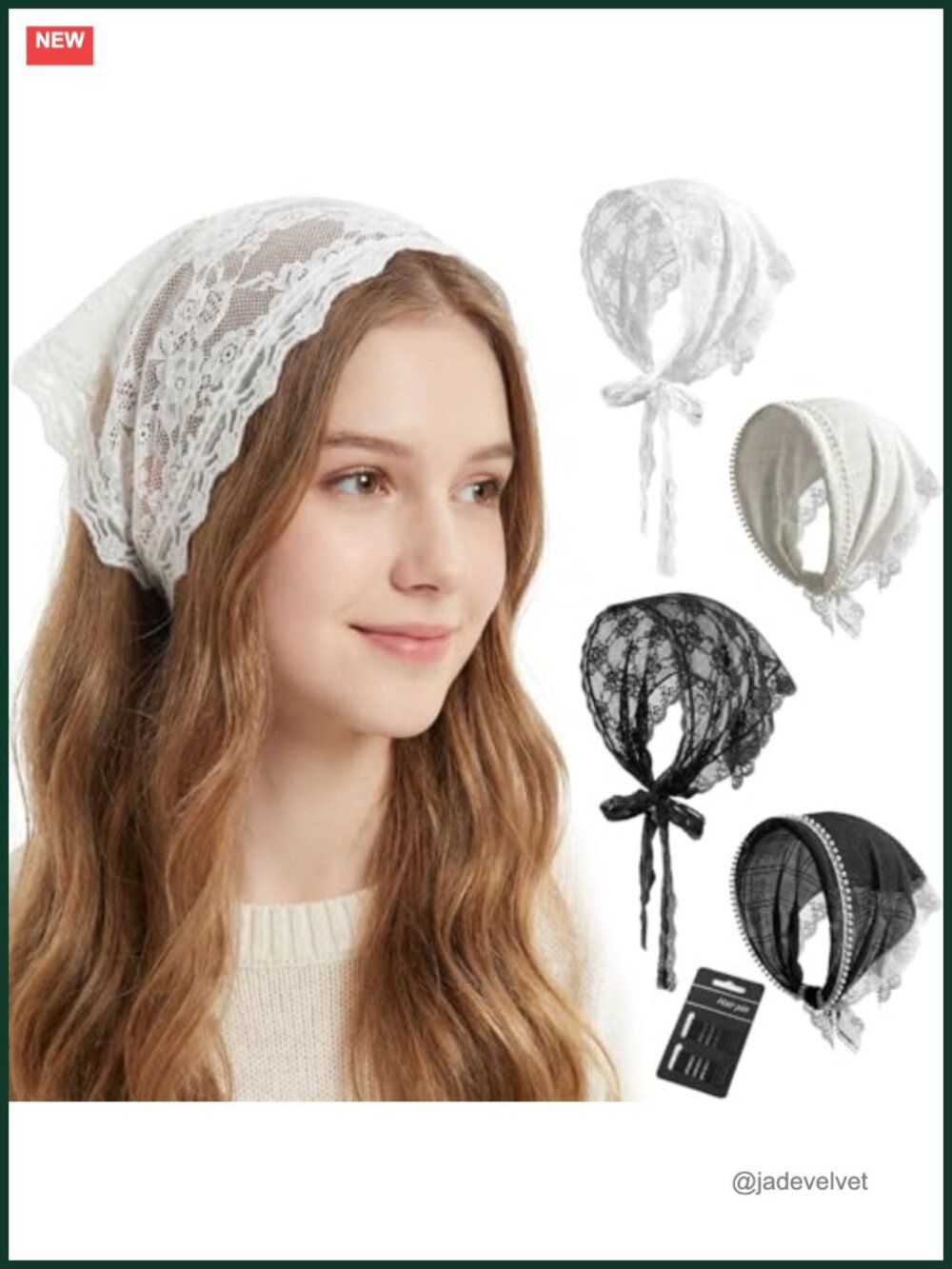 Women's Lace Headscarf 4 Pack Boho Hair Wrap Bridal